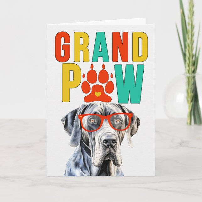 Cartes Pour Fêtes Annuelles GrandPAW Great Dane GrandDOG Grand-parents Day (Devant)