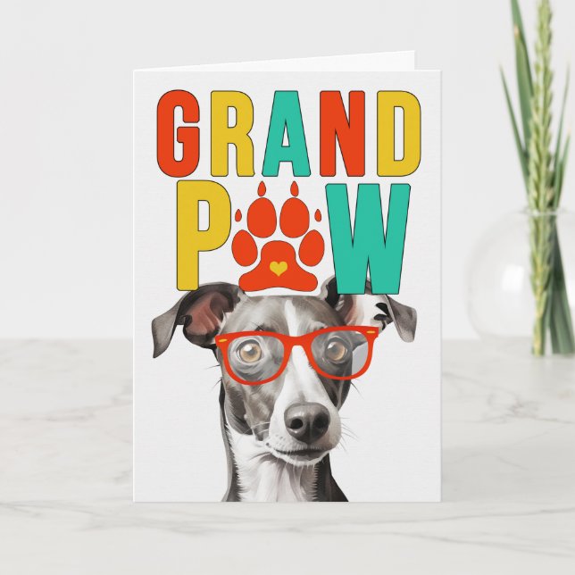 Cartes Pour Fêtes Annuelles GrandPAW Greyhound GrandDOG Grand-parents Day (Devant)