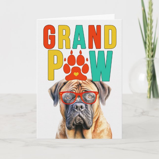 Cartes Pour Fêtes Annuelles GrandPAW Mastiff GrandDOG Grand-parents Day (Devant)