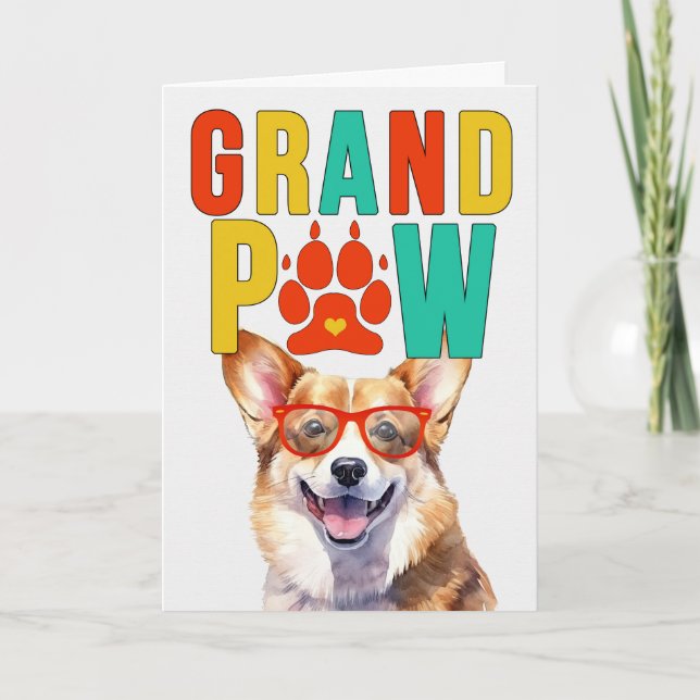 Cartes Pour Fêtes Annuelles GrandPAW Welsh Corgi GrandDOG Grand-parents Day (Devant)