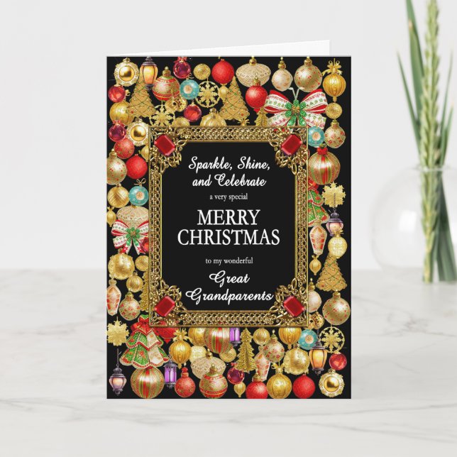 Cartes Pour Fêtes Annuelles Grands-parents Joyeux Noël avec ornements (Devant)