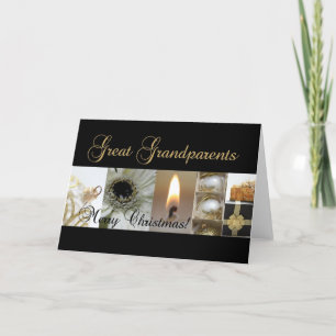 Cartes Pour Fêtes Annuelles Grands-parents Noël noir & blanc & or