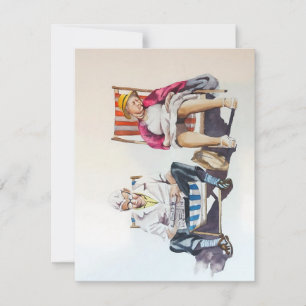 Cartes Pour Fêtes Annuelles Grands-parents sur la plage en aquarelles
