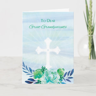 Cartes Pour Fêtes Annuelles Grands-parents Turquoises Fleurs bleues traversent