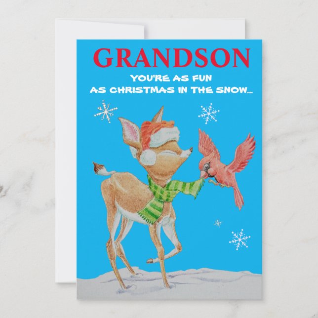 Cartes Pour Fêtes Annuelles Grandson Christmas Flat Holiday Card (Devant)