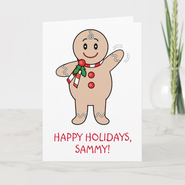 Cartes Pour Fêtes Annuelles Grandson Gingerbread Nom du garçon personnalisable (Devant)
