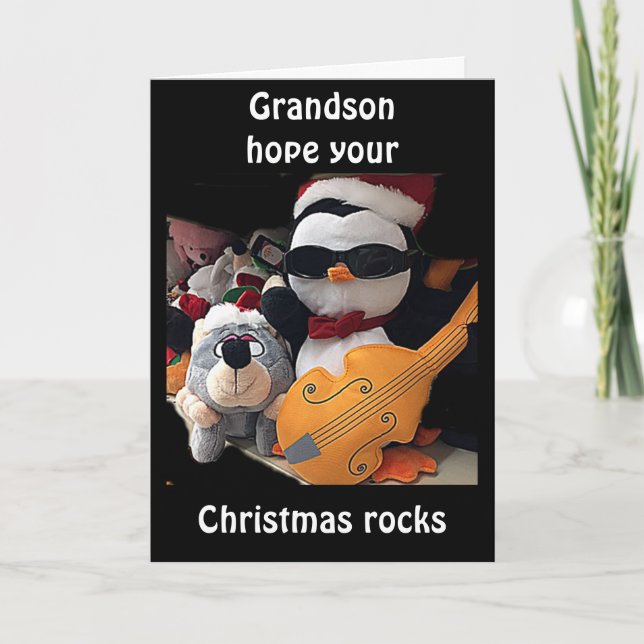 CARTES POUR FÊTES ANNUELLES GRANDSON-H0PE Y0UR CHRITMAS "R0CKS" (Devant)