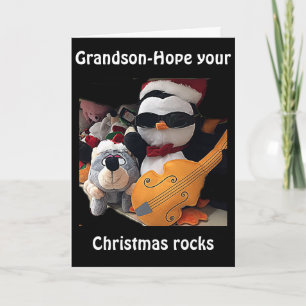 CARTES POUR FÊTES ANNUELLES GRANDSON-H0PE Y0UR CHRITMAS "R0CKS-YOU ROCK