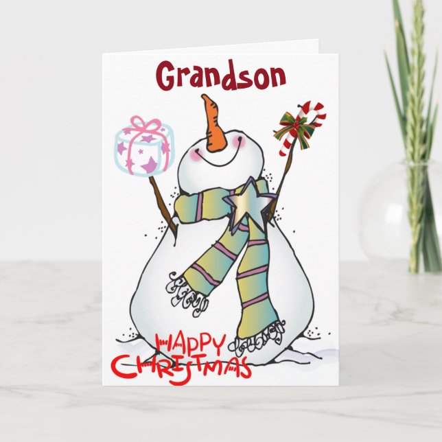 CARTES POUR FÊTES ANNUELLES *GRANDSON* VOUS RENDEZ TOUT LE MONDE HEUREUX TOUS  (Devant)