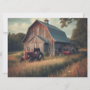 Cartes Pour Fêtes Annuelles Grange vintage/rustique et art tracteur