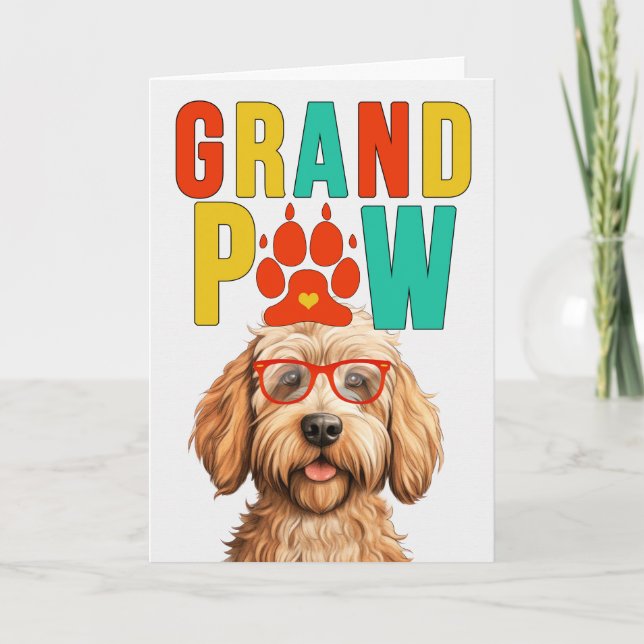 Cartes Pour Fêtes Annuelles GranPAW Caramel Labradoodle Funny Grand-parents Da (Devant)