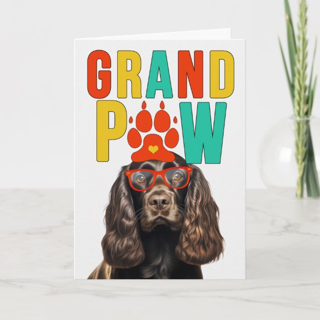 Cartes Pour Fêtes Annuelles GranPAW Chocolate Cocker Funny Grand-parents Day (Devant)