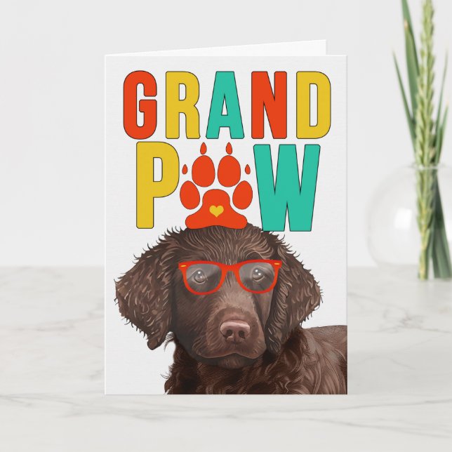 Cartes Pour Fêtes Annuelles GranPAW Curly Coated Chien amusant Grand-parents J (Devant)
