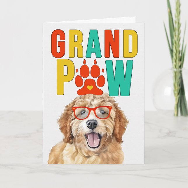 Cartes Pour Fêtes Annuelles GranPAW Goldendoodle DOG Funny Grand-parents Day (Devant)