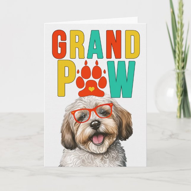 Cartes Pour Fêtes Annuelles GranPAW Havanese DOG Funny Grand-parents Day (Devant)