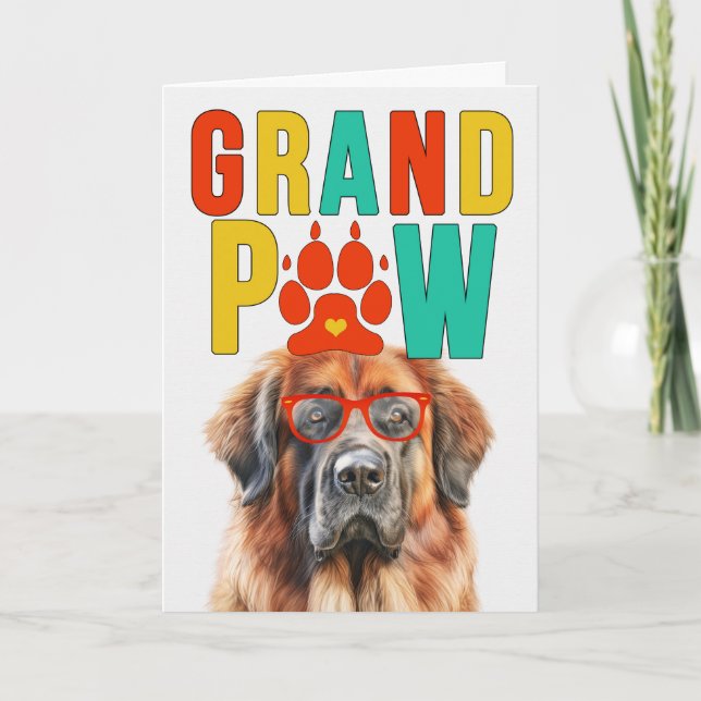 Cartes Pour Fêtes Annuelles GranPAW Leonberger Chien Funny Grand-parents Jour (Devant)
