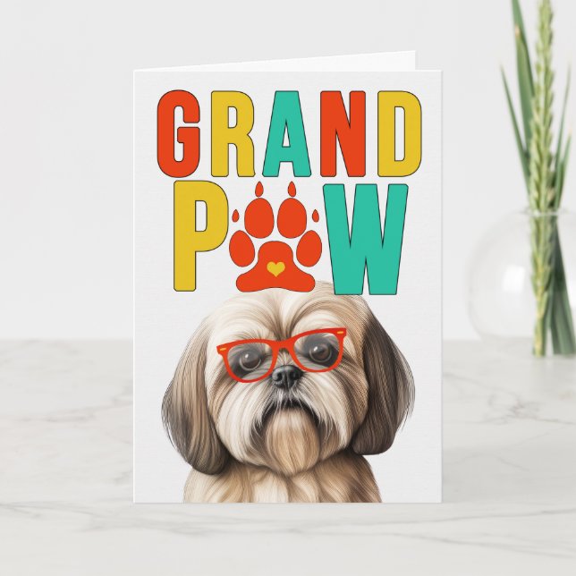 Cartes Pour Fêtes Annuelles GranPAW Lhasa Apso Dog Funny Grand-parents Day (Devant)