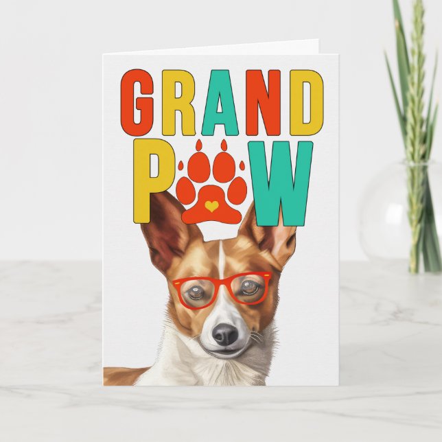 Cartes Pour Fêtes Annuelles GranPAW Podengo Chien Funny Grand-parents Day (Devant)
