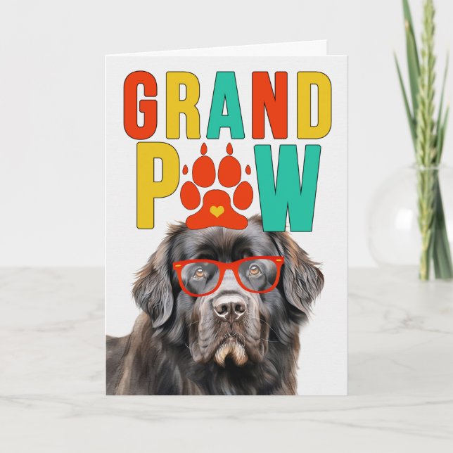 Cartes Pour Fêtes Annuelles GranPAW Terre-Neuve Chien amusant Fête des grands- (Devant)