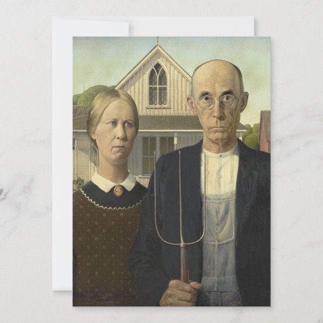 Cartes Pour Fêtes Annuelles Grant Wood - gothique américain (Devant)