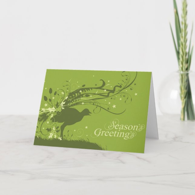 Cartes Pour Fêtes Annuelles Graphic lyrebird green Christmas card (Devant)