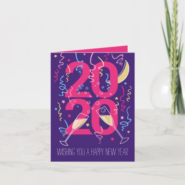 Cartes Pour Fêtes Annuelles Graphique des célébrations du Nouvel An 2020 (Devant)