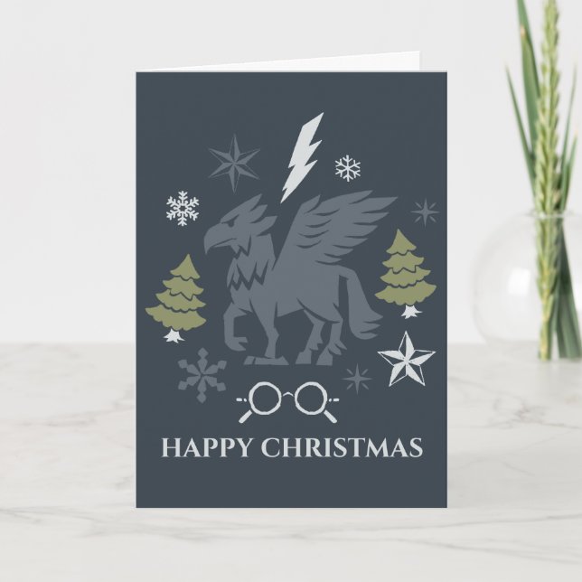 Cartes Pour Fêtes Annuelles Graphique d'hiver de Buckbeak de vacances (Devant)