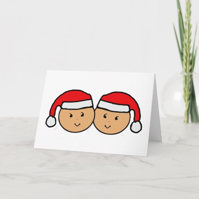 Cartes Pour Fêtes Annuelles Graphique jumeau de casquette de Père Noël (Devant)