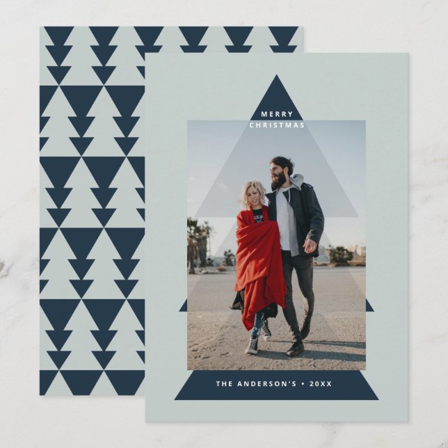 Cartes Pour Fêtes Annuelles Graphique moderne miniphoto de sapin de Noël (Devant / Derrière)