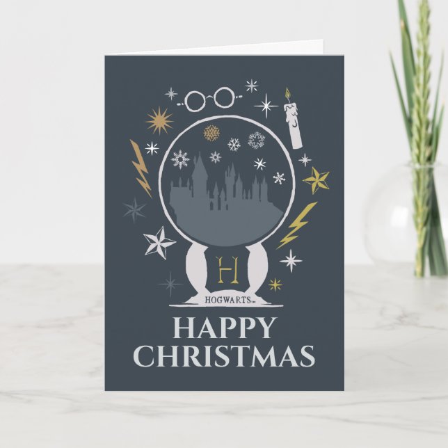Cartes Pour Fêtes Annuelles Graphisme du globe de neige HOGWARTS™ (Devant)