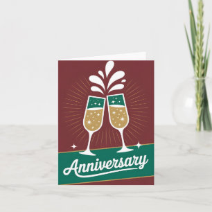 Cartes Pour Fêtes Annuelles Graphisme rétro d'anniversaire avec du champagne p