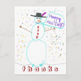 Cartes Pour Fêtes Annuelles Graphismes de Karate Kat bonhomme de neige remerci