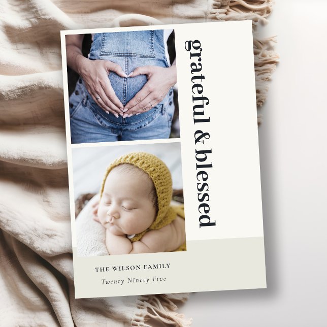 Cartes Pour Fêtes Annuelles Gras Minimal 2 Photo Noir Gratuit & Béni (Créateur téléchargé)