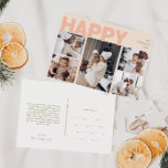 Cartes Pour Fêtes Annuelles Gras moderne Corail Année en revue Cinq photo Happ<br><div class="desc">Envoyez des voeux chaleureux cette saison de vacances avec cette année corallienne moderne unique et mignonne en revue joyeuse carte postale de vacances. Son design sobre et minimaliste présente des éléments d'inspiration boho dans les tons rose clair, corail pastel, vert sauge, bleu et pêche. Célébrant l'esprit festif de décembre, ce...</div>