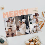 Cartes Pour Fêtes Annuelles Gras Moderne Corail Joyeux Année En Revue Cinq Pho<br><div class="desc">Envoyez des voeux chaleureux cette saison de vacances avec cette année de joyeux et audacieuse corail moderne unique et audacieuse en revue cinq cartes de vacances photo. Son design sobre et minimaliste présente des éléments d'inspiration boho dans les tons rose clair, corail pastel, vert sauge, bleu et pêche. Célébrant l'esprit...</div>