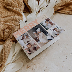 Cartes Pour Fêtes Annuelles Gras moderne Corail Joyeux plié Cinq photo