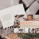 Cartes Pour Fêtes Annuelles Gras moderne Coral Joyeux Noël Six-Photo<br><div class="desc">Envoyez des voeux chaleureux cette saison de vacances avec ce corail moderne unique et mignon Joyeux Noël année en revue carte postale de vacances six photos. Son design sobre et minimaliste présente des éléments d'inspiration boho dans les tons rose clair, corail pastel, vert sauge, bleu et pêche. Célébrant l'esprit festif...</div>