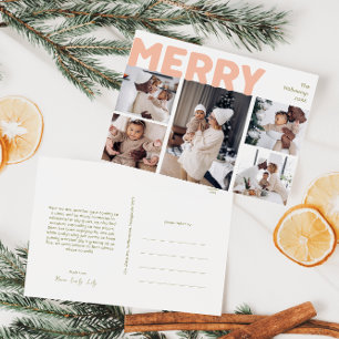 Cartes Pour Fêtes Annuelles Gras moderne Joyeuse année en revue Cinq photos