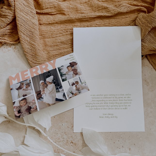 Cartes Pour Fêtes Annuelles Gras moderne Joyeux plié Cinq photos (Créateur téléchargé)