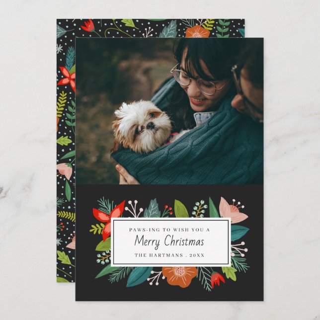 Cartes Pour Fêtes Annuelles Gras Rétro Citrus & Floral | Vacances photo (Devant / Derrière)