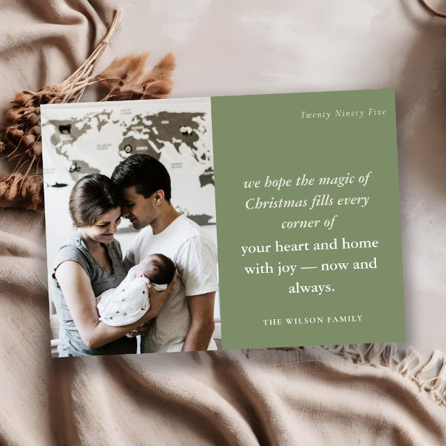 Cartes Pour Fêtes Annuelles Gras vert Dusky Minimal 1 photo rouille Noël (Créateur téléchargé)