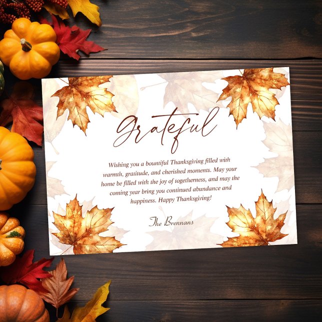 Cartes Pour Fêtes Annuelles Grateful Fall Élégante moderne Rustique Thanksgivi (Grateful Fall Elegant Modern Rustic Thanksgiving Holiday Card)