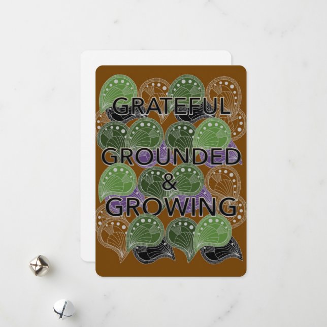 Cartes Pour Fêtes Annuelles Grateful Grounded Growing – Modern Geo Art Card (Devant/Arrière en situation)