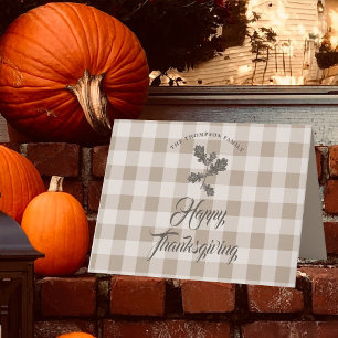 Cartes Pour Fêtes Annuelles Gratitude De Thanksgiving Nom De Famille Taupe Pla