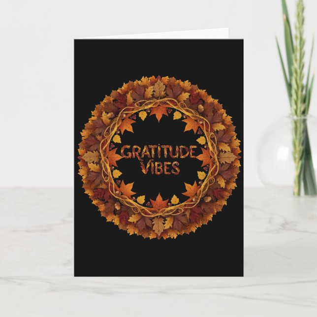 Cartes Pour Fêtes Annuelles Gratitude Vibes Thanksgiving Card (Devant)