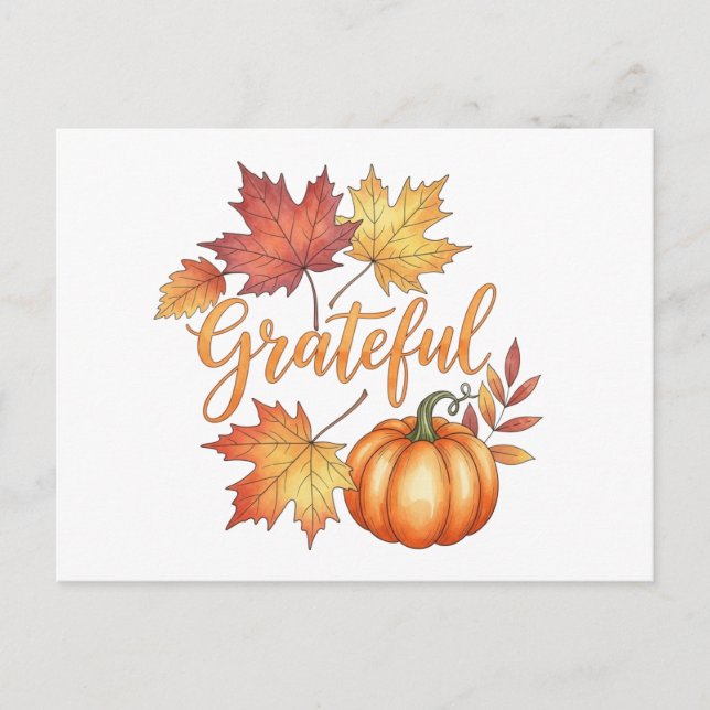 Cartes Pour Fêtes Annuelles Gratuit Citrouille & Feuilles d'automne (Devant)