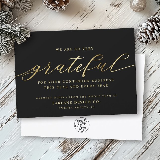 Cartes Pour Fêtes Annuelles Gratuit | Modern Script Business Logo Entreprise (Créateur téléchargé)