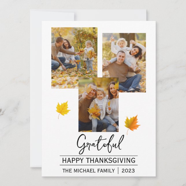 Cartes Pour Fêtes Annuelles Gratuit | Simple bon thanksgiving Famille photo (Devant)