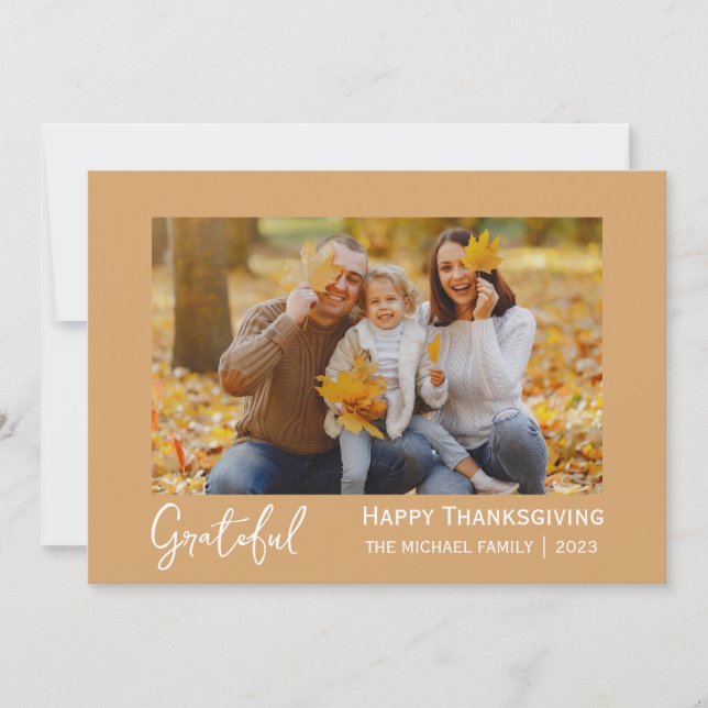 Cartes Pour Fêtes Annuelles Gratuit | Simple bon thanksgiving Famille photo (Devant)