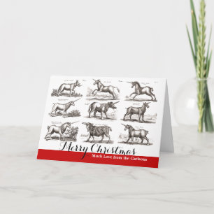 Cartes Pour Fêtes Annuelles Gravure de licorne antique Spécimen de zoologie vi